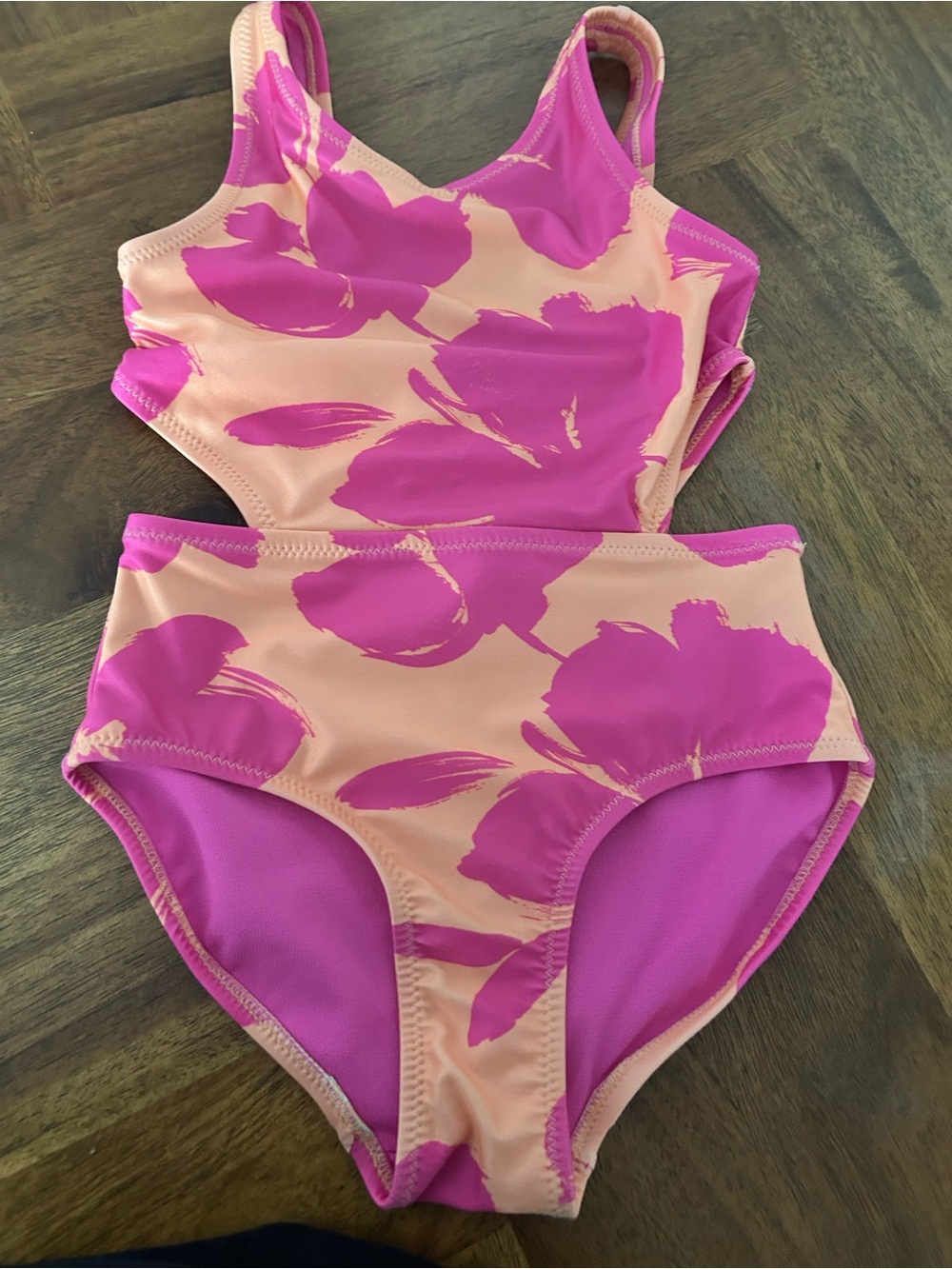 GAP Peach and Hot Pink Floral One-Piece Swimsuit